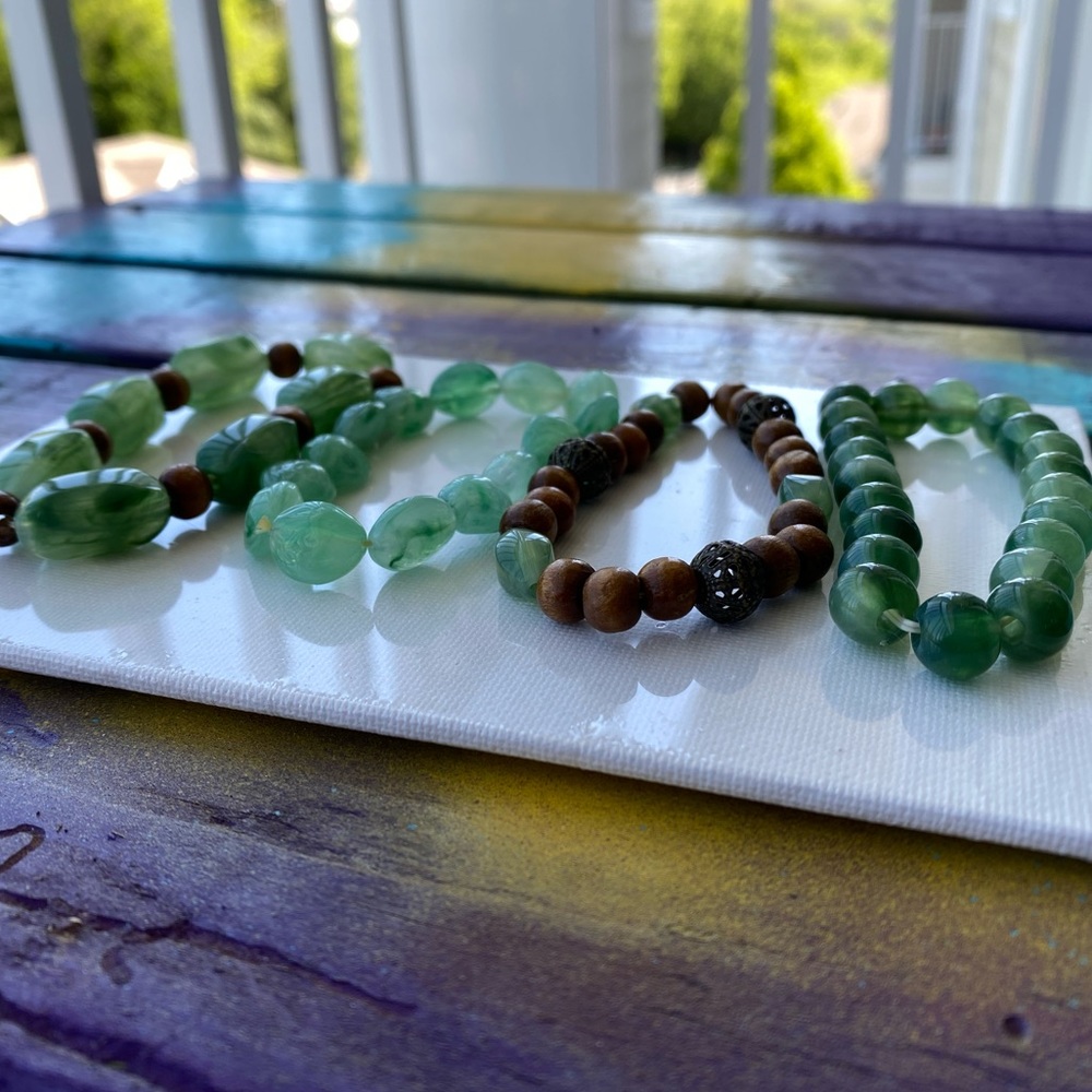 Green Beaded Bracelet Set